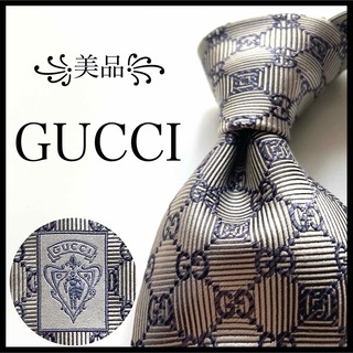 グッチ(Gucci)の꧁美品꧂ グッチ ネクタイ GG柄 チェーン グラデーション グレー シルバー(ネクタイ)