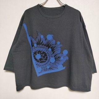 Y's for living プリント 花柄 七分袖 Ｔシャツ カットソー チャコールグレー レディース ワイズフォーリビング/Yohji【中古】4-0515M∞