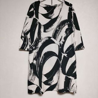 marimekko - marimekko NARACAMICIE 総柄 チュニック XS ワンピース ブラック ホワイト レディース マリメッコ【中古】4-0515M∞