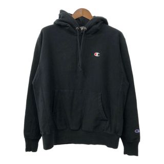 チャンピオン(Champion)のChampion チャンピオン REVERSE WEAVE リバースウィーブ スウェット パーカー ワンポイント ブラック (メンズ LARGE) 中古 古着 Q7983(パーカー)