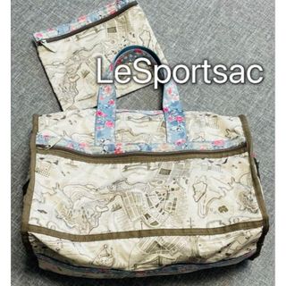 レスポートサック(LeSportsac)のレスポートサック　Lesportsac  ボストンバッグ　ポーチ付き　地図柄(ボストンバッグ)