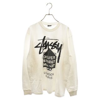 ステューシー(STUSSY)のSTUSSY ステューシー ×DOVER STREET MARKET ドーバーストリートマーケット ワールドツアー ロゴプリント ロングスリーブ 長袖Tシャツカットソー ホワイト(Tシャツ/カットソー(七分/長袖))