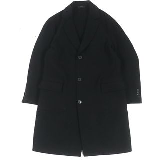 エルメス(Hermes)の良品△HERMES エルメス 62-5101 カシミヤ100％ シングル チェスターコート ブラック 50 イタリア製 正規品 メンズ シンプルデザイン◎(チェスターコート)