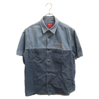 シュプリーム(Supreme)のSUPREME シュプリーム 19SS 2-Tone Denim S ツートンカラー ワンポイントロゴ刺繍 半袖デニムシャツ ブルー(シャツ)