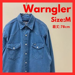 Wrangler - 【美品】　ラングラー　デニム　長袖　ウエスタン　シャツ　ストライプ　メンズ　M