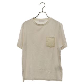 プラダ(PRADA)のPRADA プラダ 20SS コットン ナイロン切替 ポケットラバーロゴ クルーネック 半袖Tシャツ カットソー ホワイト SJN250 R192 710(Tシャツ/カットソー(半袖/袖なし))