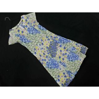 Ci-MODA シーアイモーダ 花柄 Aライン ワンピース size1/青x黄xピンク ■◆ レディース(ひざ丈ワンピース)