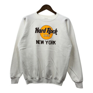 80年代 Hard Rock Cafe ハードロックカフェ ニューヨーク スウェット ホワイト (メンズ XL) 中古 古着 Q7988(スウェット)