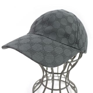 バレンシアガ(Balenciaga)の美品□BALENCIAGA バレンシアガ GUCCI グッチ 680717 ハッカープロジェクト HACKER CAP BBロゴ総柄 帽子 ベースボールキャップ グレー L 箱・保存袋付き イタリア製 正規品 メンズ(キャップ)