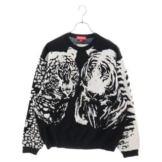 シュプリーム(Supreme)のSUPREME シュプリーム 23SS Big Cats Jacquard L/S Top ビッグキャッツ ジャガード ロングスリーブ 長袖ニット セーター ブラック/ホワイト(ニット/セーター)