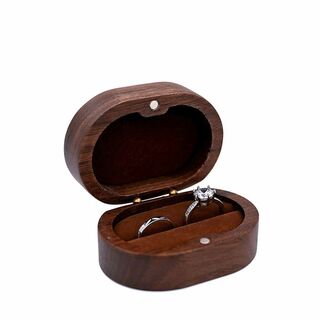 ジュエリーボックス リングケース 茶色 指輪ケース 木製 ポータブル 1列★(小物入れ)