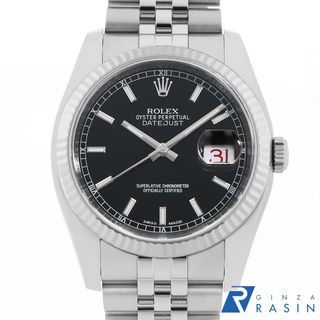 ロレックス(ROLEX)のロレックス デイトジャスト 116234 ブラック バー 5列 ジュビリーブレス ランダム番 メンズ 中古 腕時計(腕時計(アナログ))