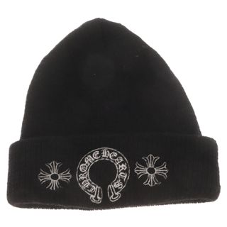 クロムハーツ(Chrome Hearts)のCHROME HEARTS クロムハーツ WOOL WATCH CAP ホースシュー CHプラス刺繍 ビーニーニット 帽子 キャップ ブラック(ニット帽/ビーニー)