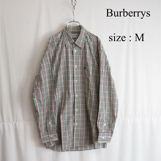 90s Burberrys ロゴ 刺繍 コットン チェック シャツ バーバリー