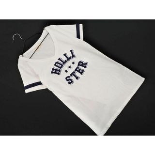 Hollister ホリスター Vネック ロゴ 刺繍 Tシャツ sizeS/白 ■◆ レディース