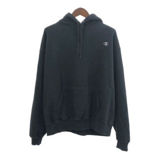 チャンピオン(Champion)のChampion チャンピオン スウェット パーカー ワンポイント ブラック (メンズ 2XL) 中古 古着 Q8000(パーカー)