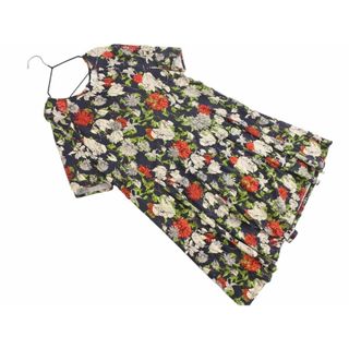 ZARA TRF ザラ トラファ 花柄 バック ジップ チュニック ワンピース sizeM/紺 ■◆ レディース(ミニワンピース)