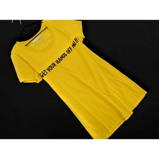 マウジー(moussy)のMOUSSY マウジー プリント Tシャツ size2/黄 ■◆ レディース(Tシャツ(半袖/袖なし))