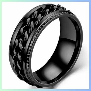 指輪 22号 チェーンリング ブラック 可動式 デザインリング(リング(指輪))