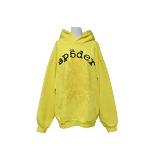 極美品 Sp5der スパイダー パーカー フーディー Young Thug プルオーバー ウェブ サイズL イエロー 発泡プリント ロゴ 中古 63572(パーカー)