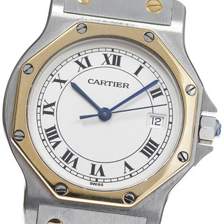 カルティエ(Cartier)のカルティエ CARTIER サントスオクタゴンLM YGベゼル デイト クォーツ メンズ _808255(腕時計(アナログ))