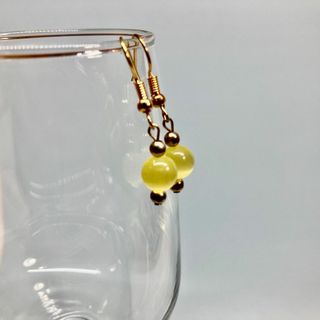 ピアス　キャッツアイピアス(イエロー)  パワーストーンピアス G (イヤリング)