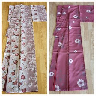 豪華小紋 桜&ピンク 着物 2着 洗える素材 お仕立て上がり 袷(着物)