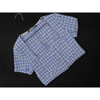 ザラ(ZARA)のZARA ザラ チェック ブラウス シャツ sizeM/白ｘ青 ■◆ レディース(シャツ/ブラウス(半袖/袖なし))