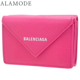 Balenciaga - BALENCIAGA(バレンシアガ) ペーパーミニウォレット コンパクト財布 3つ折り 三つ折り レザー ピンク シルバー金具 391446 レディース 40802099456【中古】【アラモード】