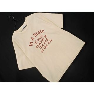 ローリーズファーム(LOWRYS FARM)のLOWRYS FARM ローリーズファーム ロゴ プリント 半袖 Tシャツ sizeF/ベージュ ■◆ レディース(Tシャツ(半袖/袖なし))