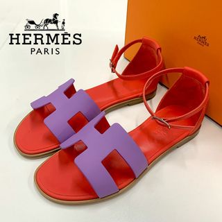 エルメス(Hermes)の9449 未使用 エルメス サントリーニ レザー フラットサンダル バイカラー(サンダル)