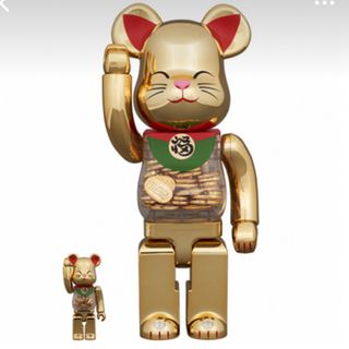 メディコムトイ(MEDICOM TOY)のBE@RBRICK 招き猫 小判 開運 金メッキ 100％ & 400％ 新品(その他)