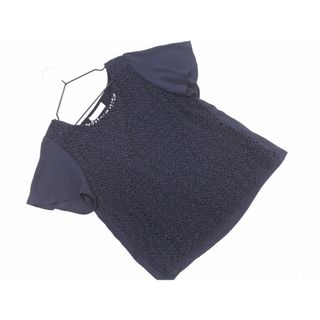 エニィスィス(anySiS)のエニィスィス シフォン レース ブラウス シャツ size2/紺 ■◆ レディース(シャツ/ブラウス(半袖/袖なし))