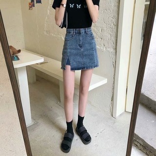 【お買い得】スカート ミニ タイト Lサイズ デニム ブルー かわいい 韓国(ミニスカート)