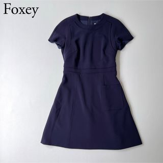 フォクシーニューヨーク(FOXEY NEW YORK)の美品　FOXEY NEWYORK フォクシー　ドレス　ワンピース　アウトポケット(ひざ丈ワンピース)