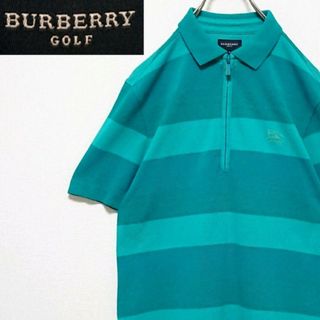 BURBERRY - バーバリー ゴルフ ワンポイント ロゴ 刻印 ハーフ ジップ 半袖 ポロシャツ