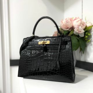 エルメス(Hermes)のHERMES エルメス ケリー28 アリゲーター ブラック(ハンドバッグ)