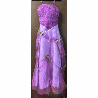 ロングドレス 紫 ファーショール付(ロングドレス)
