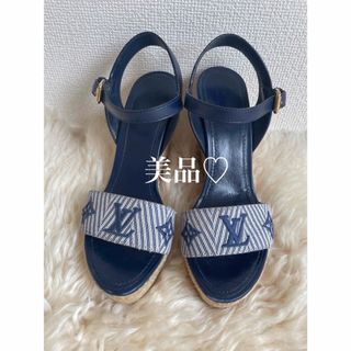 ルイヴィトン(LOUIS VUITTON)の美品♡ルイヴィトン♡ウェッジソールレアサンダル♡(サンダル)