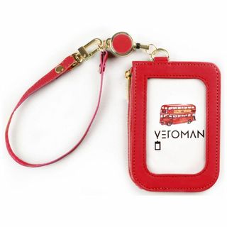 【色: レッド】VEROMAN ビビットライフ パスケース 定期入れ リール付き(その他)