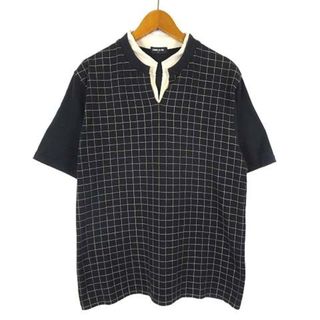 コムサイズム(COMME CA ISM)のコムサイズム Tシャツ チェック柄 キーネック レイヤード風 コットン 半袖 L(Tシャツ/カットソー(半袖/袖なし))