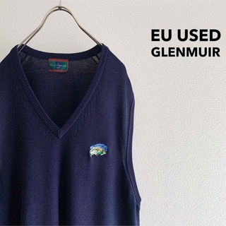 スコットランド製 “GLENMUIR” Wool Knit Vest ネイビー(ベスト)