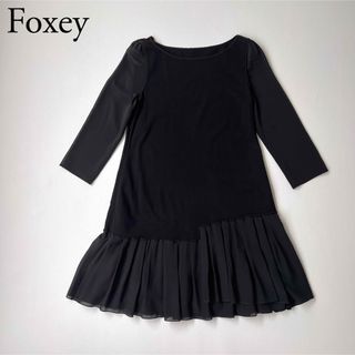 フォクシーニューヨーク(FOXEY NEW YORK)の美品 FOXEY NEWYORK フォクシー　ドレス　フレアワンピース　シフォン(ひざ丈ワンピース)