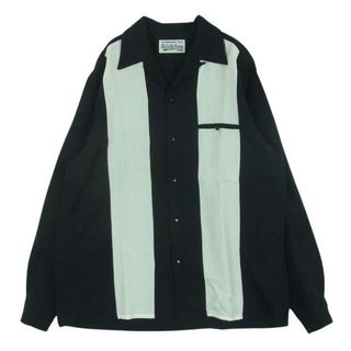 WACKO MARIA - WACKO MARIA ワコマリア TWO-TONE 50'S SHIRT L/S ツートーン オープンカラー シャツ 長袖 ブラック系 ホワイト系 M【中古】