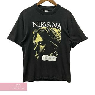 90's Nirvana Euro Bootleg Memorial S/S Tee 90's ニルヴァーナ ユーロブートレッグメモリアルTシャツ 半袖カットソー ヴィンテージTシャツ 加工 フォトプリント カートコバーン バンT チャコール サイズL【240527】【中古-A】【me04】(Tシャツ/カットソー(半袖/袖なし))