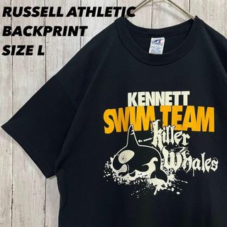 ラッセルアスレティック(Russell Athletic)のアメリカ古着　ラッセルアスレティック　バックプリントTシャツ　サイズL黒ブラック(Tシャツ/カットソー(半袖/袖なし))