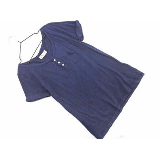 Hollister ホリスター ヘンリーネック ポケット Tシャツ sizeXS/紺 ■◆ レディース