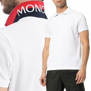 モンクレール(MONCLER)の送料無料 62 MONCLER モンクレール 8A70510 84556 ホワイト 襟裏 ロゴ プリント 半袖 ポロシャツ size XL(ポロシャツ)