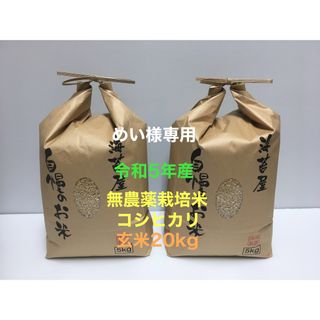 めい様専用 無農薬コシヒカリ玄米20kg(5kg×4)、焼き海苔 並10枚×3(米/穀物)