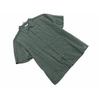 ユニクロ(UNIQLO)のUniqlo U ユニクロ ユー ルメール ストライプ シャツ sizeL/緑 ■◆ メンズ(シャツ)